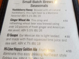 Bitter Root Brewing menu