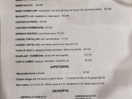 Arti’s Italian menu