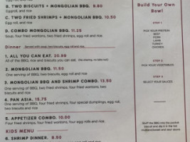 Mongolian -b-que Pan Asia menu