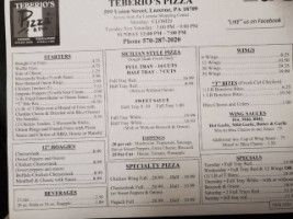 Teberio's Pizzeria menu