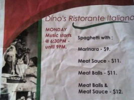 Dino's Italiano menu