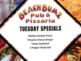 Beach Bumz Pub Pizzaria menu