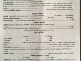 Tubby's Pizza menu