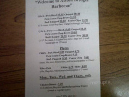 Alston Bridges Barbecue menu