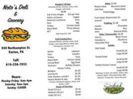 Noto Deli Grocery menu