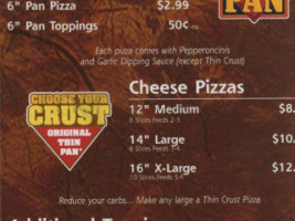 Papa Johns Pizza menu