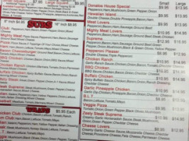 Richards Pizza menu