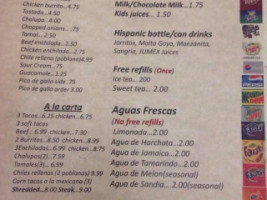 Primo's De Tico's menu