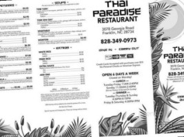 Thai Paradise menu