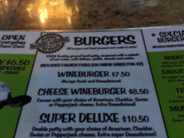 Harvey's Wine Burger menu