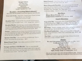 Simply Celia's menu