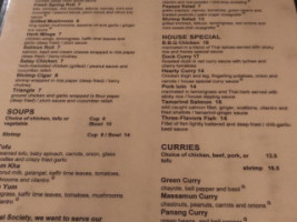 Thai Society menu