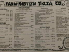 Farmington Pizza Co menu