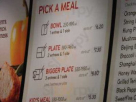 Panda Express menu