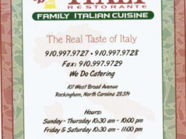 Bella Italy menu