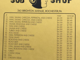 My Heroes Sub Shop menu