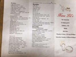 Nana Lil's Cafe menu