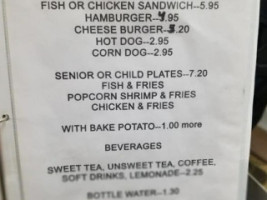 Lake Todd Fish Camp menu