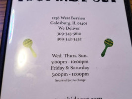 Taco Hideout menu