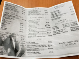 Ong Cau Cafe menu