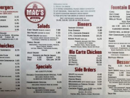 Mac's Drive-in menu