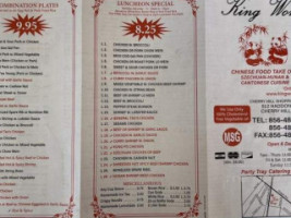 King Wong menu