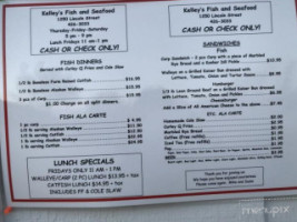 Kelley's Fish Seafood menu