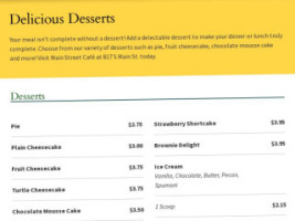 Main Street Cafe menu