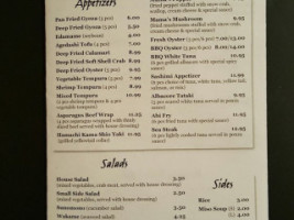 Mama's Sushi Teriyaki menu