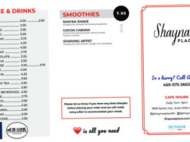 Shayna's Place menu