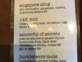 Spotted Bear Spirits menu