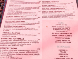 Sandbar Grill menu