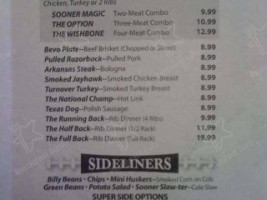 Billy Sims Barbecue menu