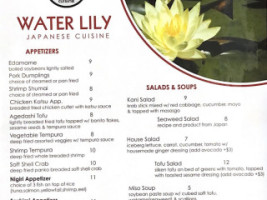 Water Lily Japanese Cuisine menu