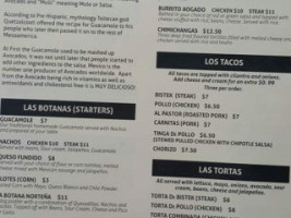 El Guacamole menu