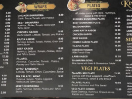 King Falafel And Grill menu