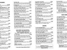 Siam Noodle And Rice menu