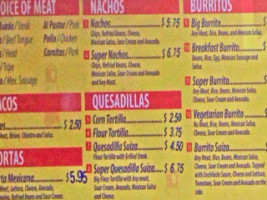 Taqueria El Favorito menu