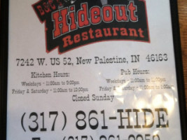 B&c's Hideout menu