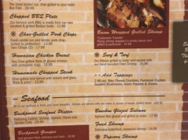 Backporch Steak Seafood menu