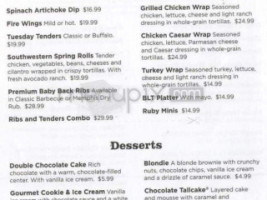 Ruby Tuesdays menu