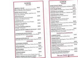 Swiss Chalet Bakery Cafe menu