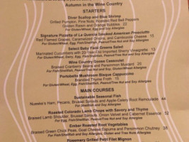 Napa Rose Lounge menu