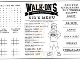 Walk On's Sports Bistreaux Metairie menu