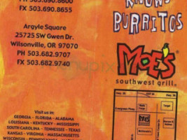 Moe's Southwest Grill menu