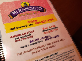 Mi Ranchito Orem menu