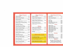 Hippo Burgers menu