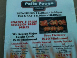 Pollo Fuego Llc menu