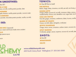 Wild Alchemy Cafe menu