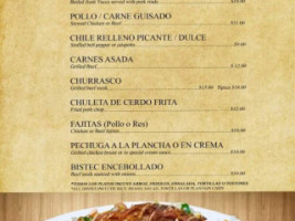 Sabor Centroamericano menu